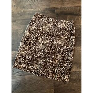 Talbots Leopard Print Pencil Skirt Cotton Blend Career Wear Petites‎ 0P